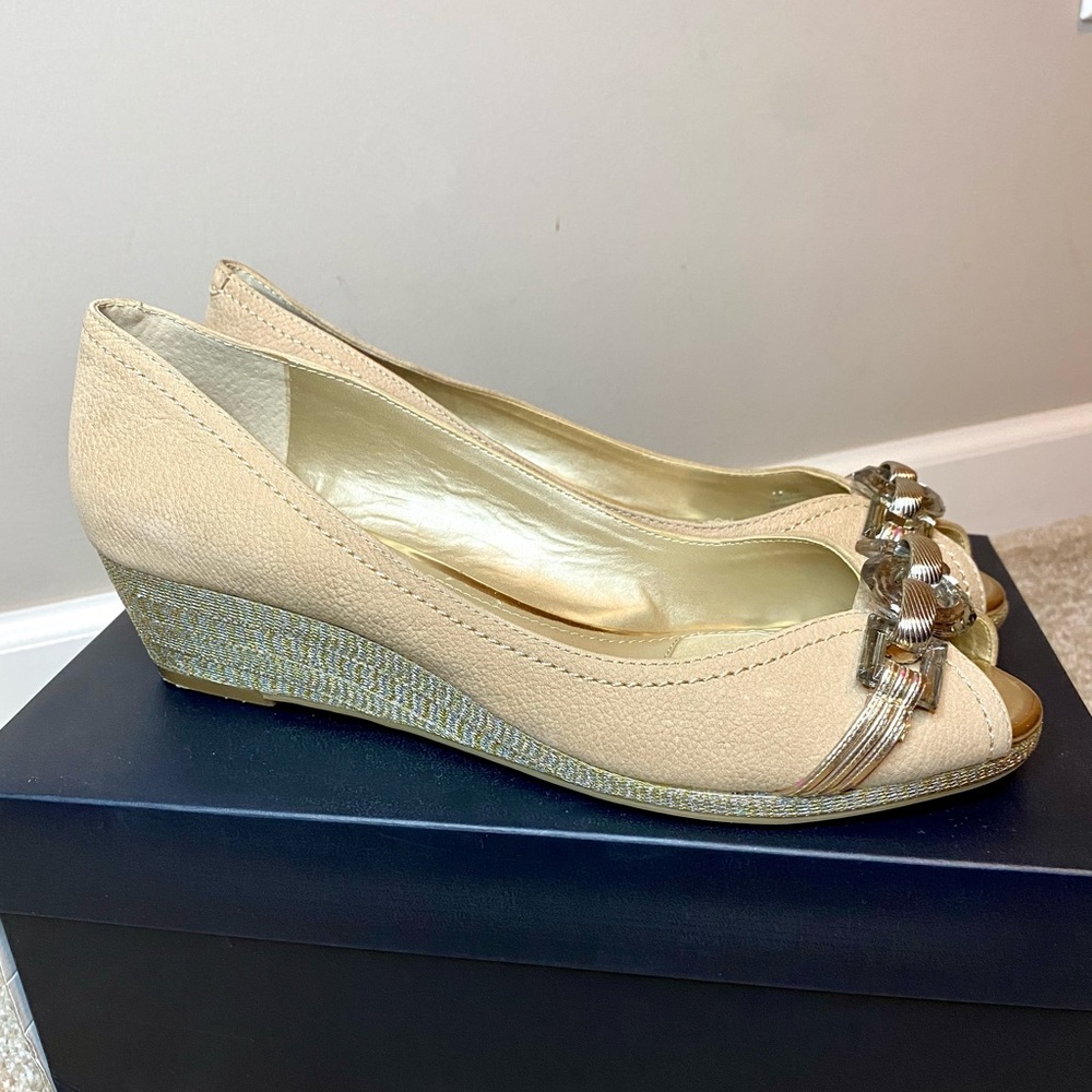Alex Marie Sidney Peep Toe Embellished Wedges